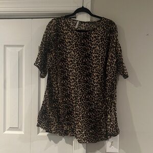 Curvy Couture Animal Print Blouse - Brown and Black